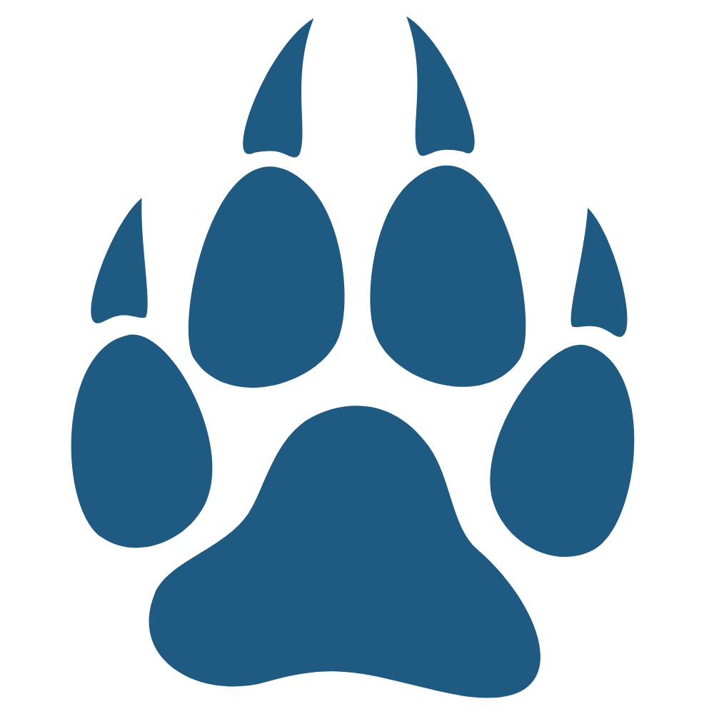 Dark blue clipart wolf print on white background